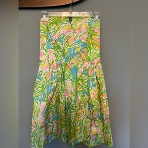 Lilly Pulitzer Richelle strapless tie back dress in elephant ears green